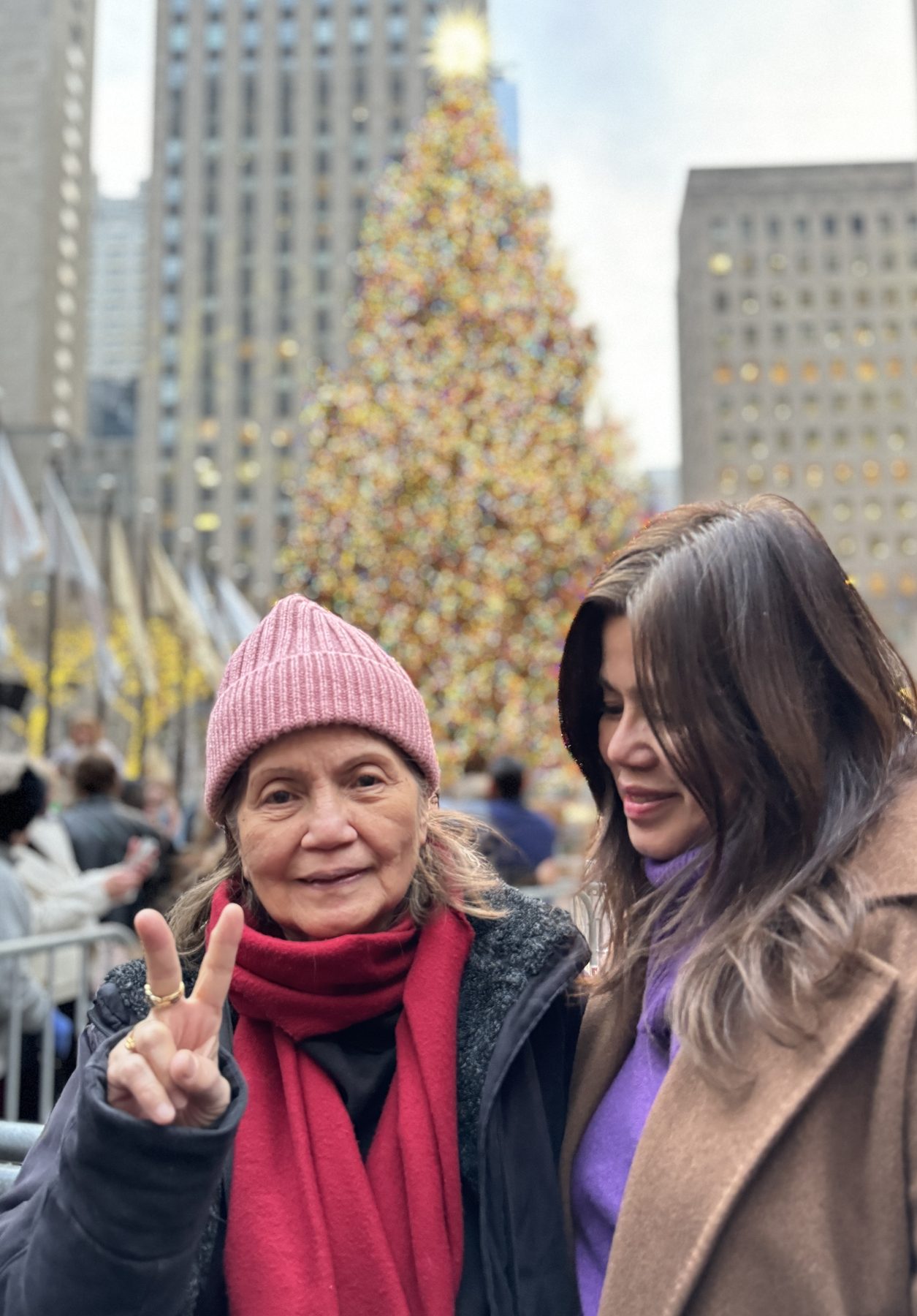 Connie and Giselle in New York City at Christmas