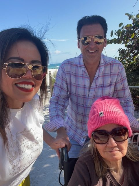 Jill, Connie, and a friend at the beach