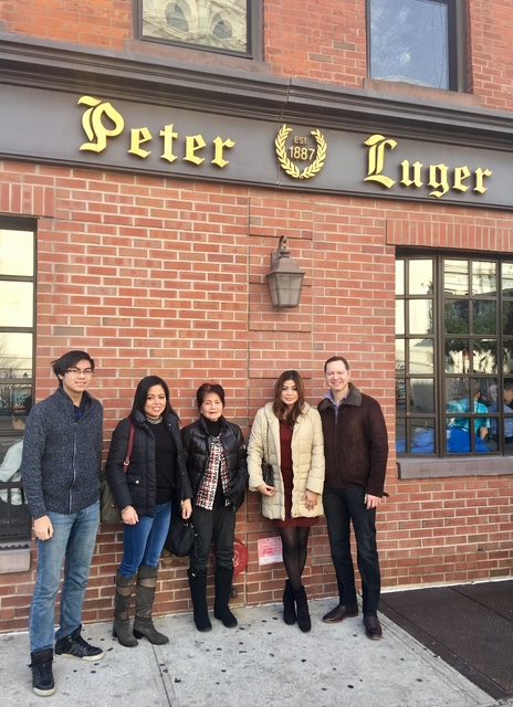 Connie and family at Peter Luger